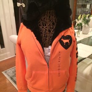 VICTORIA'S SECRET HOODIE w/FUR & SEQUINS - NEW!